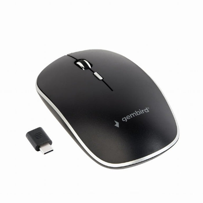 Gembird Fluisterstille draadloze optische muis, USB Type-C ontvanger, zwart