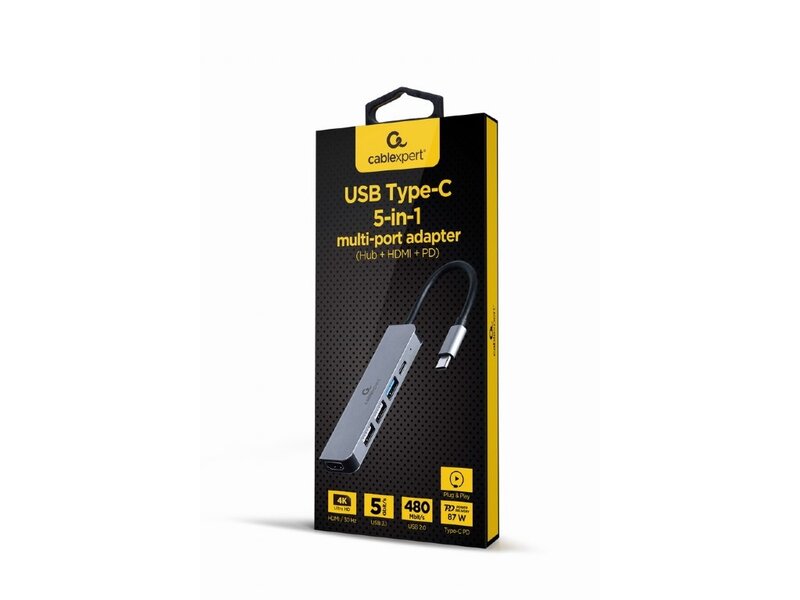 5-in-1 USB hub met 4K HDMI en PD-laden