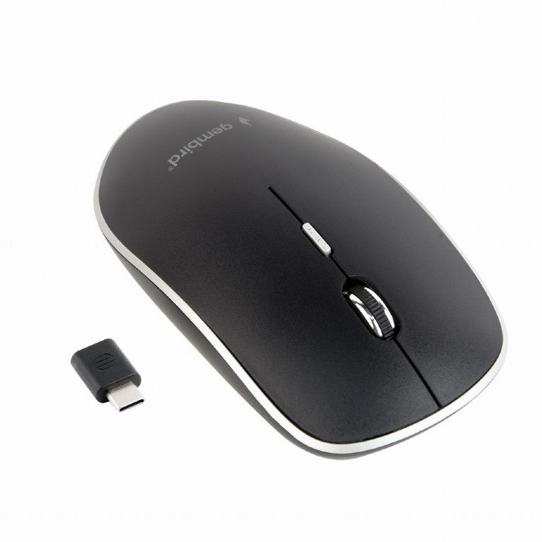 Gembird Fluisterstille draadloze optische muis, USB Type-C ontvanger, zwart