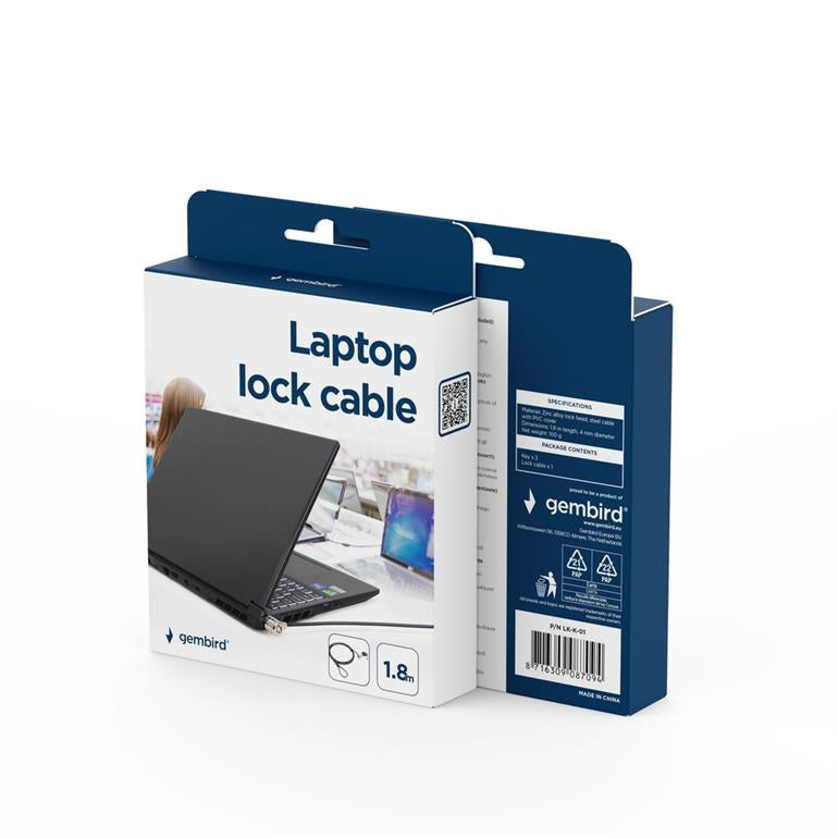 Gembird kabelslot voor laptop LK-K-01 - verpakking